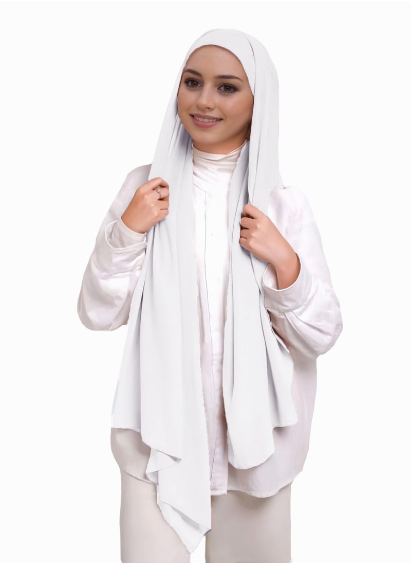 Perfectory - Chiffon Instant Hijab for Women Muslim Under Scarf Tube Cap, Headscarf Turban Wrap- White - Image 1