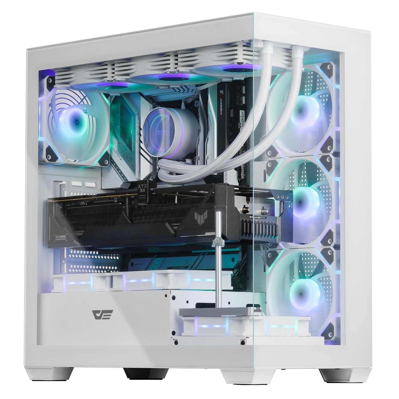 darkFlash ATX Mid-Tower PC Case, Pre-Install 4 PWM ARGB Fans Computer Case, Full View Dual Tempered Glass Gaming PC Case, Type C Port, Supports up to 360mm Water Cooling Radiator, White(DS900)