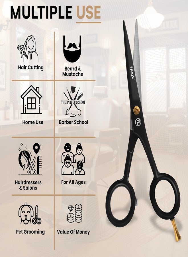 Fabix 5” Professional Beard Mustache Scissors with 1 Beard Comb, 1 Mustache Comb and Travel Pouch - Perfect Beard Trimming Scissors for All Facial Hair Scissors - Grooming Scissors - Image 4