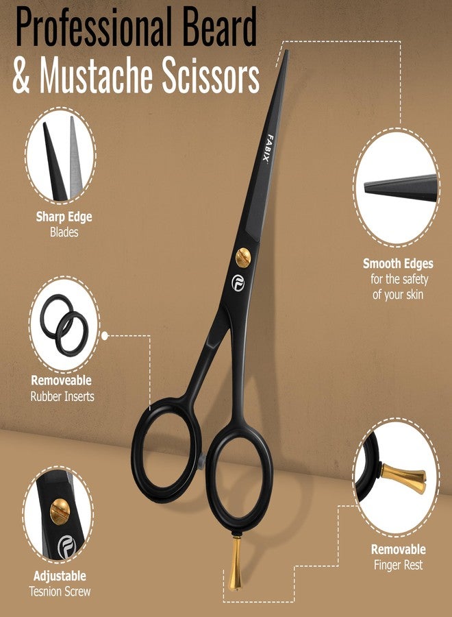 Fabix 5” Professional Beard Mustache Scissors with 1 Beard Comb, 1 Mustache Comb and Travel Pouch - Perfect Beard Trimming Scissors for All Facial Hair Scissors - Grooming Scissors - Image 3