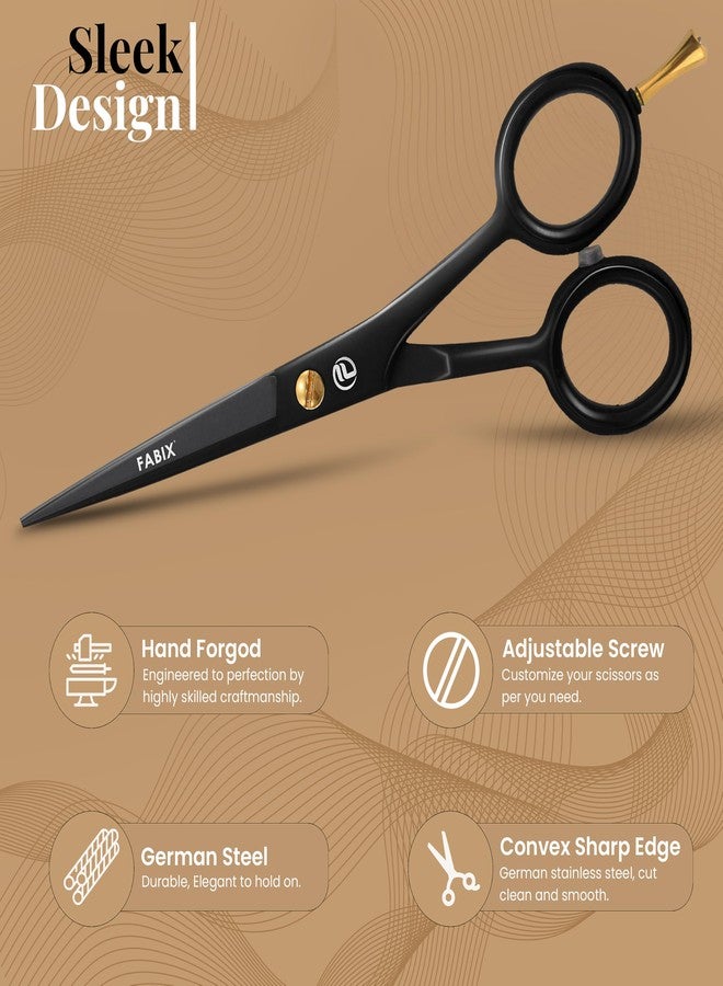 Fabix 5” Professional Beard Mustache Scissors with 1 Beard Comb, 1 Mustache Comb and Travel Pouch - Perfect Beard Trimming Scissors for All Facial Hair Scissors - Grooming Scissors - Image 2