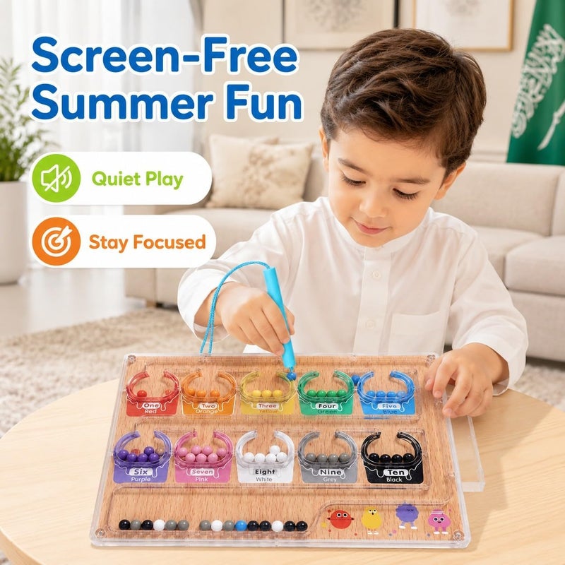 MIANQI Magnetic Color and Number Maze Ice Cream Board | Magnetic pen counting toy for colour sorting fine motor skills quiet indoor play and travel - Image 3