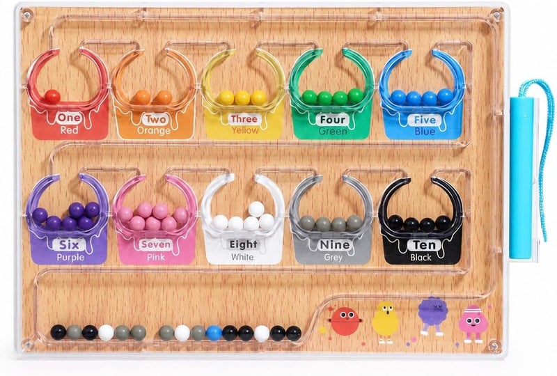 MIANQI Magnetic Color and Number Maze Ice Cream Board | Magnetic pen counting toy for colour sorting fine motor skills quiet indoor play and travel - Image 1