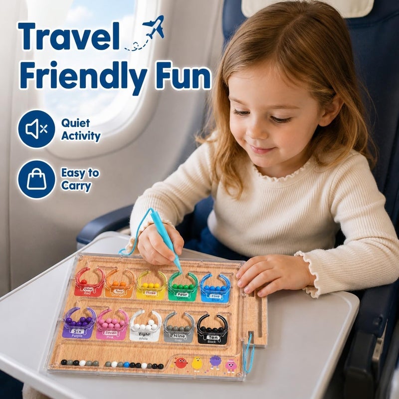 MIANQI Magnetic Color and Number Maze Ice Cream Board | Magnetic pen counting toy for colour sorting fine motor skills quiet indoor play and travel - Image 4