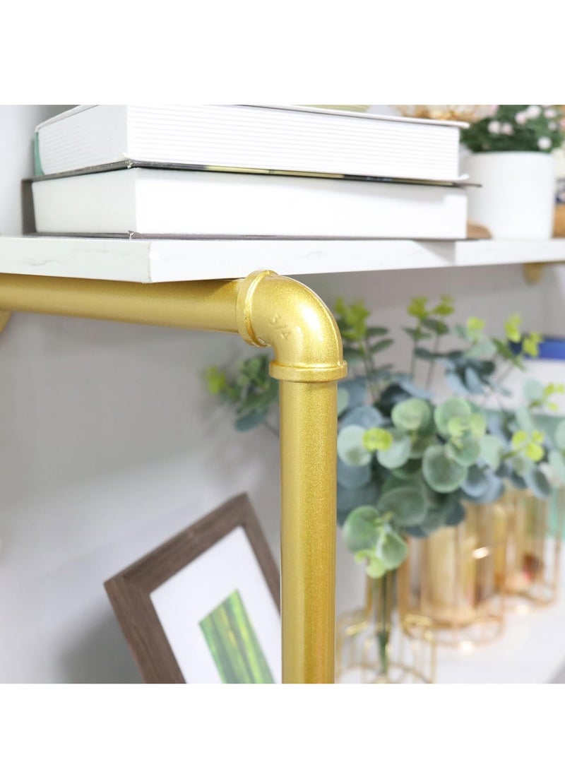 Generic - Industrial Pipe Clothes Rail with Shelf Wall Mounted Clothing Rack Wall Hanging Clothes Display Rack with 2 Tier Shelves Clothes Rail Wall Clothing Rail Pole with Shelves for Bedroom - Image 1