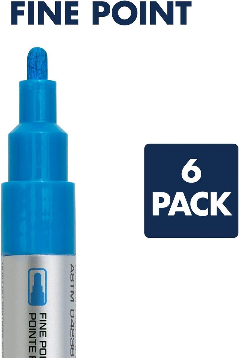 Quartet Glass Dry Erase Markers Whiteboard Markers Fine Tip White and Neon Colors 6 Pack 79558Q - Image 3