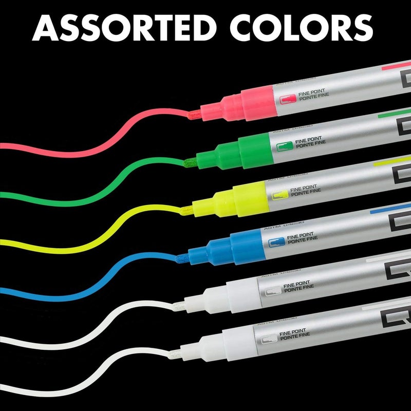 Quartet Glass Dry Erase Markers Whiteboard Markers Fine Tip White and Neon Colors 6 Pack 79558Q - Image 5