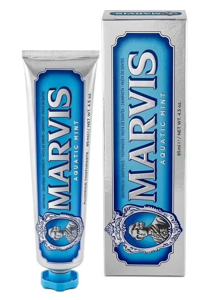 مارفيس معجون أسنان مارفيس أكواتيك مينت 85 مل - إضاءة وتنظيف الأسنان مع إيقاع المحيط الطازج