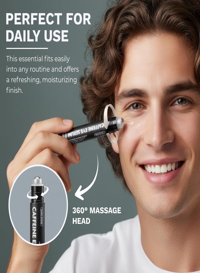 Disco Eye Serum, 12% Caffeine 8% Hyaluronic Acid, Niacinamide Peptides, Puffy Bags Fine Lines Dark Circles Wrinkles, Sandalwood - Hydrating Vitamin C 360° Roller Massage Ball Anti-Aging Cream 0.5oz - Image 4