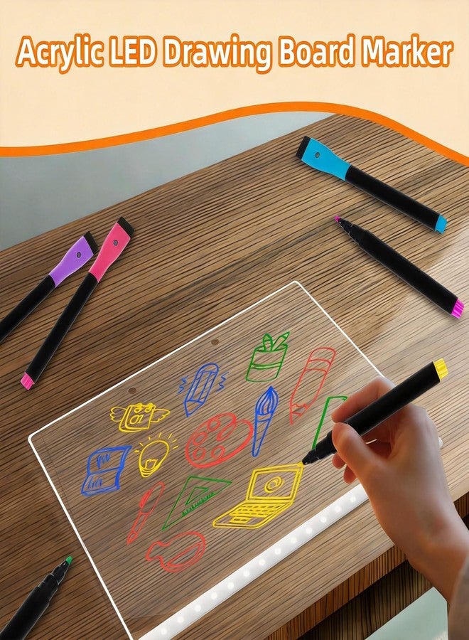 Lumiboard 9 Color Neon Paint Markers for LED Note Board with Colors, Fluorescent Ink Design, Erasable Markers for LED Writing Boards, Best Gift for Kids - Image 4