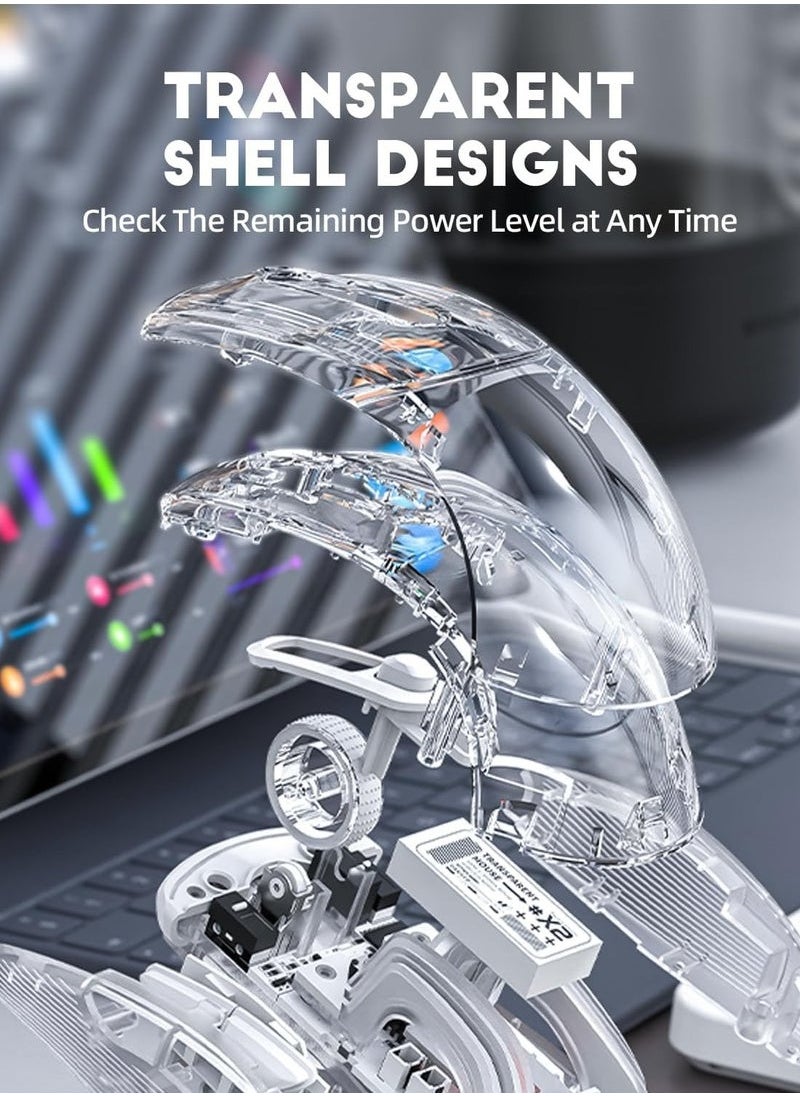 Attack Shark - X2 Pro Wireless Gaming Mouse with RGB Charging Dock,Tri-Mode PC Gaming Mice 2.4G/Bluetooth/Wired,Noiseless Mouse RGB Backlit,Transparent Shell,PixArt 3212 4000 DPI,for Win/MAC,White - Image 1
