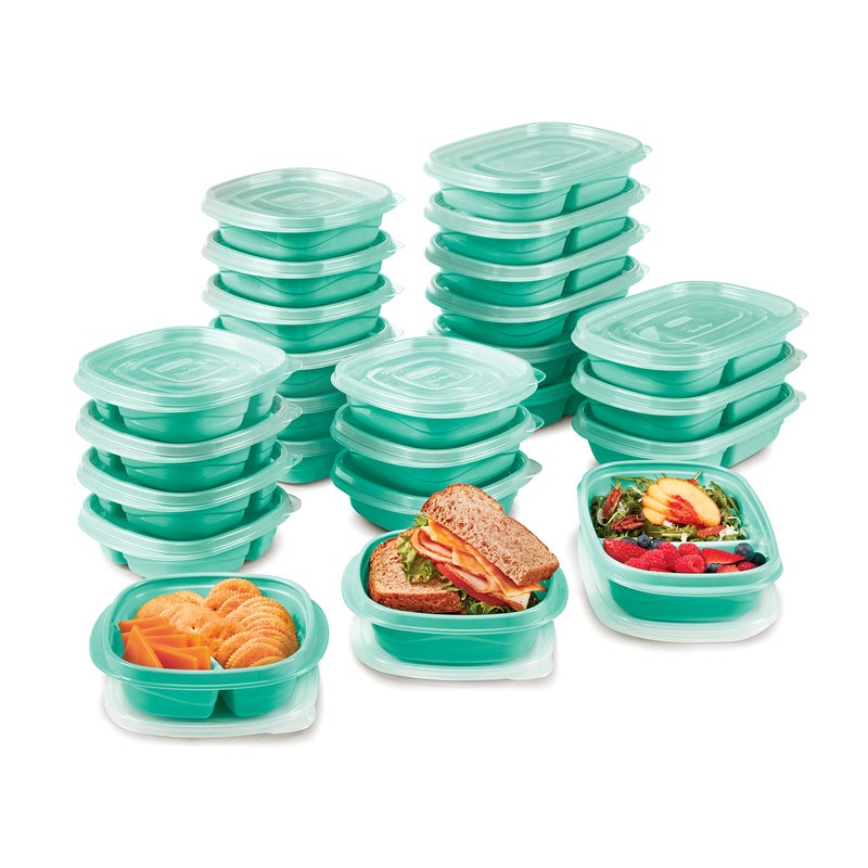 Rubbermaid 50Piece Food Storage Containers Set with Lids Teal Splash  Perfect for Lunch Meal Prep Leftovers  More  Top Rack Dishwasher Safe BPAFree Plastic