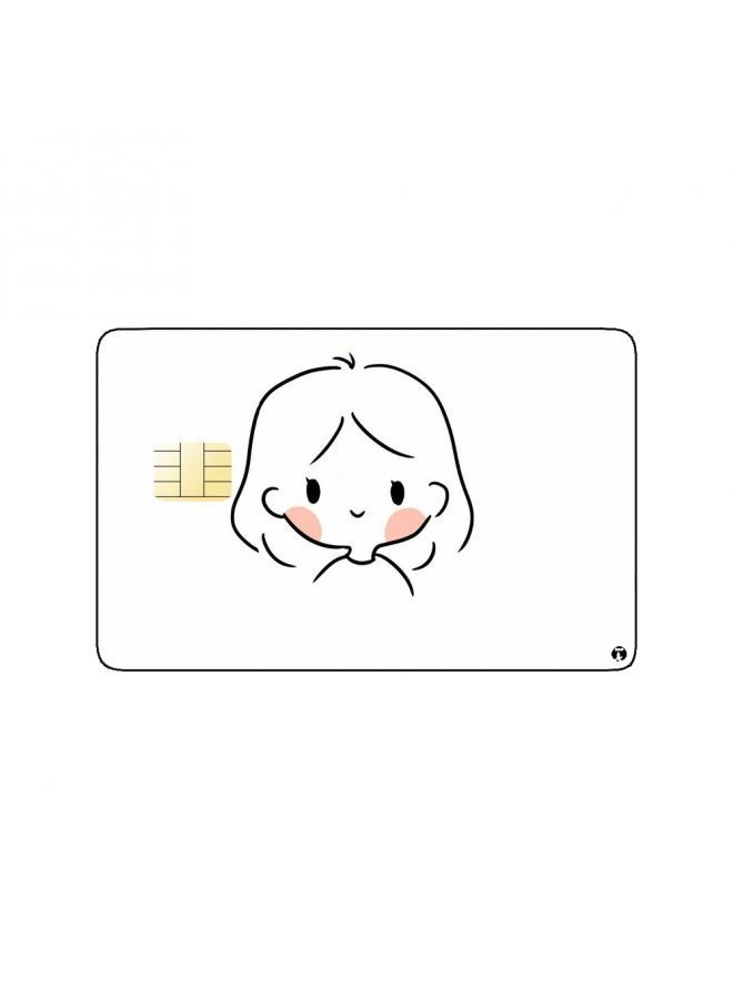 RKN PRINTED BANK CARD STICKER Cute Girl Drawing With Short Hair - Image 2