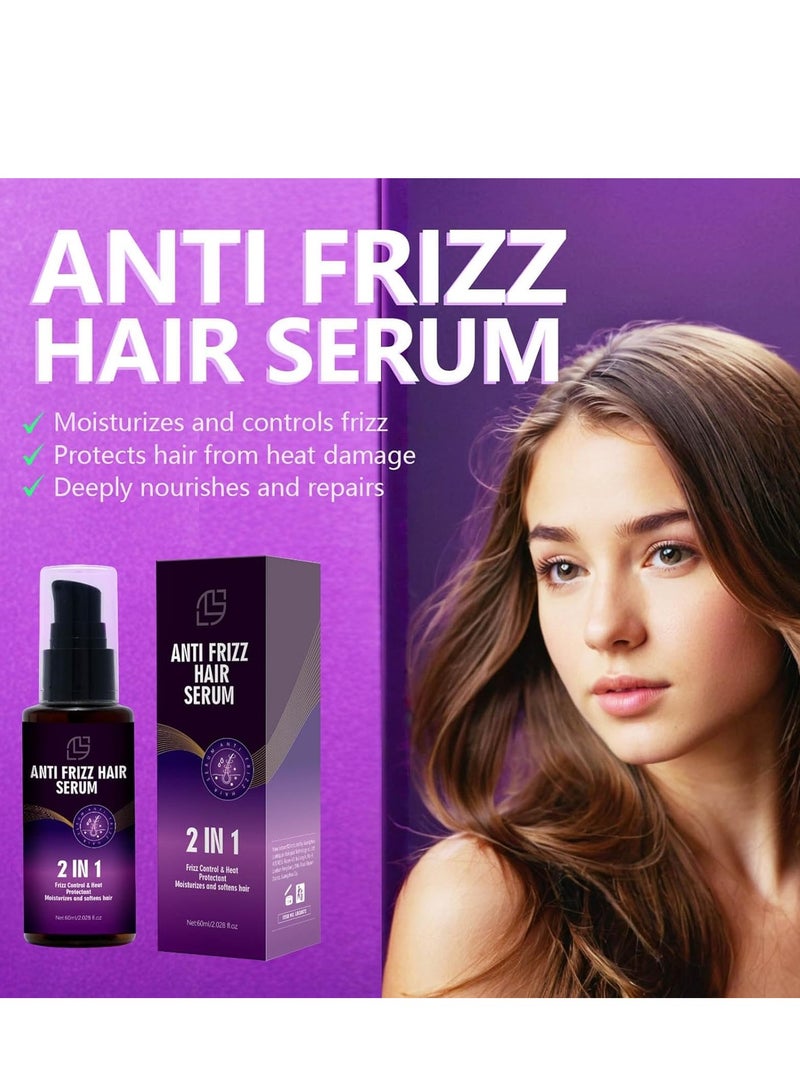 لانثوم Anti-Torizz Hair Serum, مصل أنيق ولمعان بقوة إضافية للتحكم في التجعد، علاج مقاوم للرطوبة لشعر ناعم وكثيف، واقي من الحرارة، 2 أونصة - Image 2