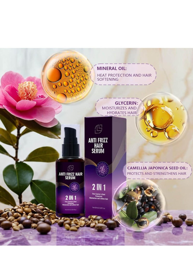 لانثوم Anti-Torizz Hair Serum, مصل أنيق ولمعان بقوة إضافية للتحكم في التجعد، علاج مقاوم للرطوبة لشعر ناعم وكثيف، واقي من الحرارة، 2 أونصة - Image 3