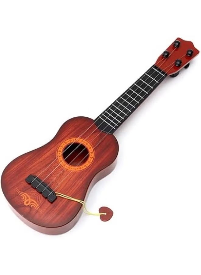 Guitar Toy for Kids 4-String Acoustic Music Learning Toys, Musical Instrument Educational Guitar Toy for Beginners Kids Child(Brown) - Image 1