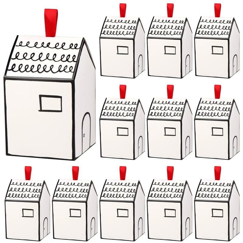 20 Pcs House Gift Boxes for Treats  Dessert Fancy Cookie  Candy Boxes for Gift Giving  Party Favors White High Style