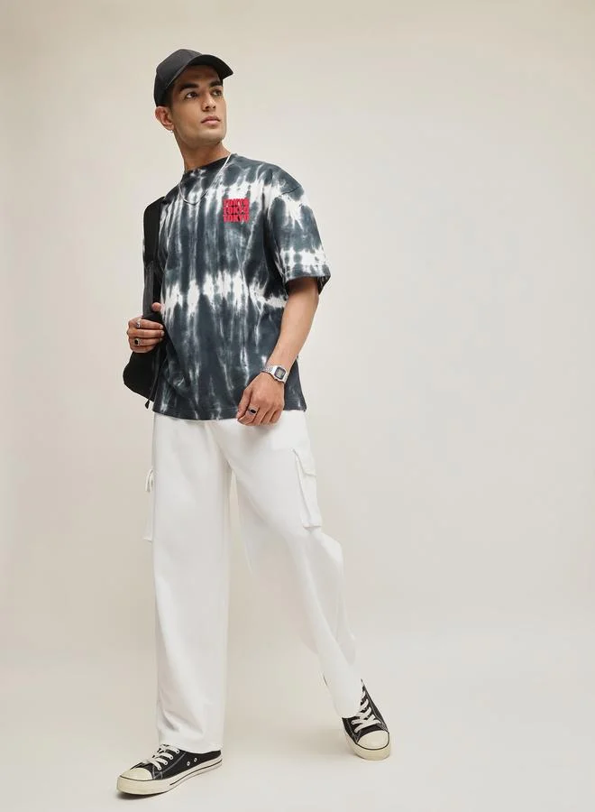 ساسافراس Men Black Tie-Dye Tokyo Oversized T-Shirt