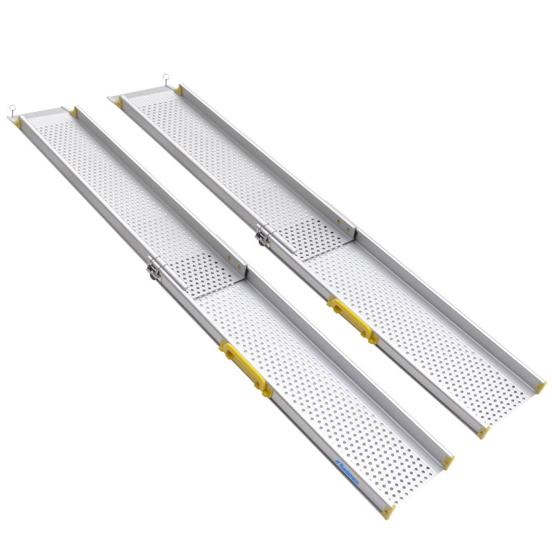 Ruedamann 6FT Adjustable Wheelchair Ramp 9 Wider Portable Ramp for Wheelchair 600 lbs Per Pair Capacity Telescopic Aluminum Wheelchair Ramp for Home Doorways Curbs Scooters