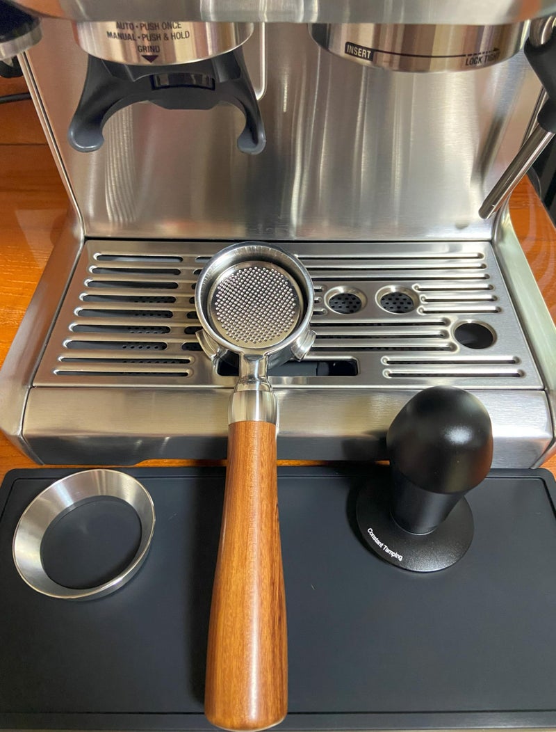 Joytata 51mm Bottomless Portafilter Fits DeLonghi EC680 and EC685 Espresso Machine Stainless Steel Naked Portafilter Along with Double Shot Filter Basket Coffee Bottomless Handle-Wooden - Image 2