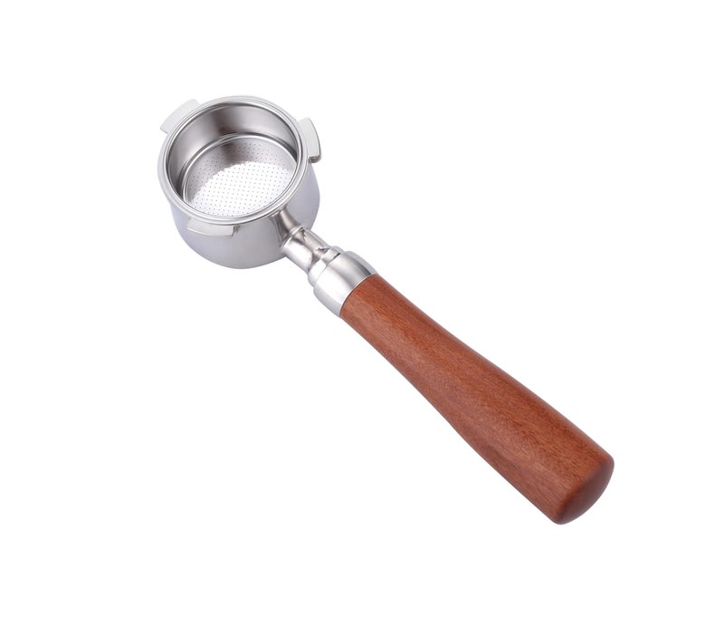 Joytata 51mm Bottomless Portafilter Fits DeLonghi EC680 and EC685 Espresso Machine Stainless Steel Naked Portafilter Along with Double Shot Filter Basket Coffee Bottomless Handle-Wooden - Image 1