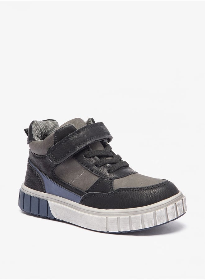 LBL by Shoexpress Boy's Panelled High Cut Sneakers with Hook and Loop Closure  - Image 1