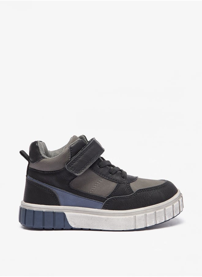 LBL by Shoexpress Boy's Panelled High Cut Sneakers with Hook and Loop Closure  - Image 3