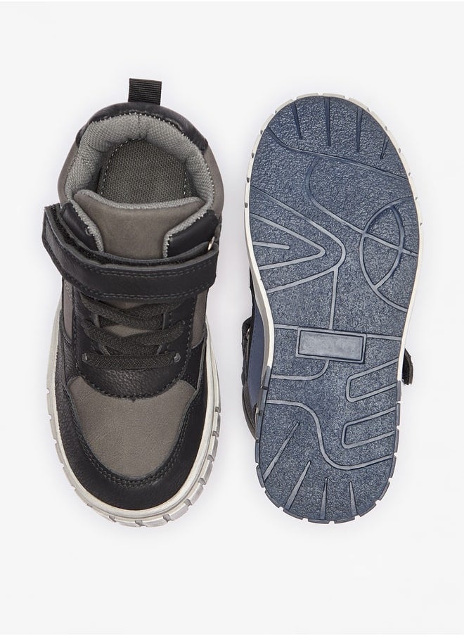 LBL by Shoexpress Boy's Panelled High Cut Sneakers with Hook and Loop Closure  - Image 4