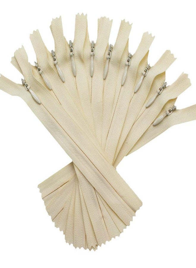 YaHoGa 10pcs 22 Inches Invisible Zippers Conceal Zippers for Sewing, Dress, Garments, Clothes, Pillow, Tailor, Craft (Beige, 22") - Image 2