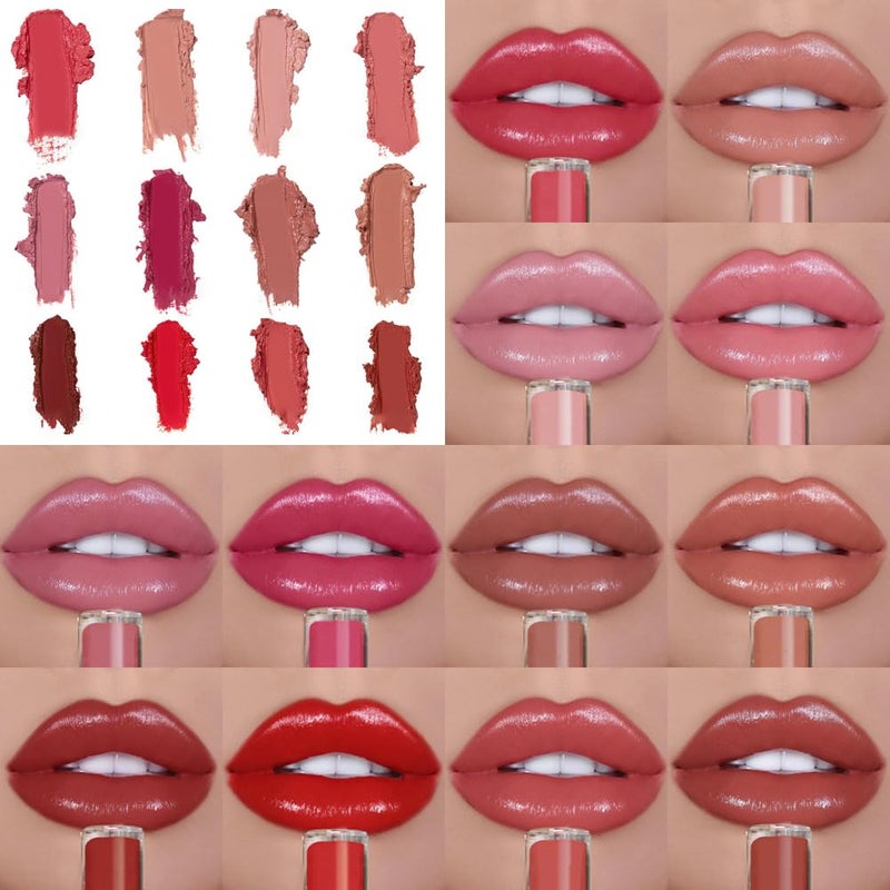 12 Colors Cream Texture Lipstick, 2026 Upgrade 12 Colors Lips Staining Lip Oil Long Lasting Lip Gloss Natural Non-Stick Non-Fading Liquid Lipstick, Hydrating Lip Tint Waterproof LipStain (#10) - Image 2