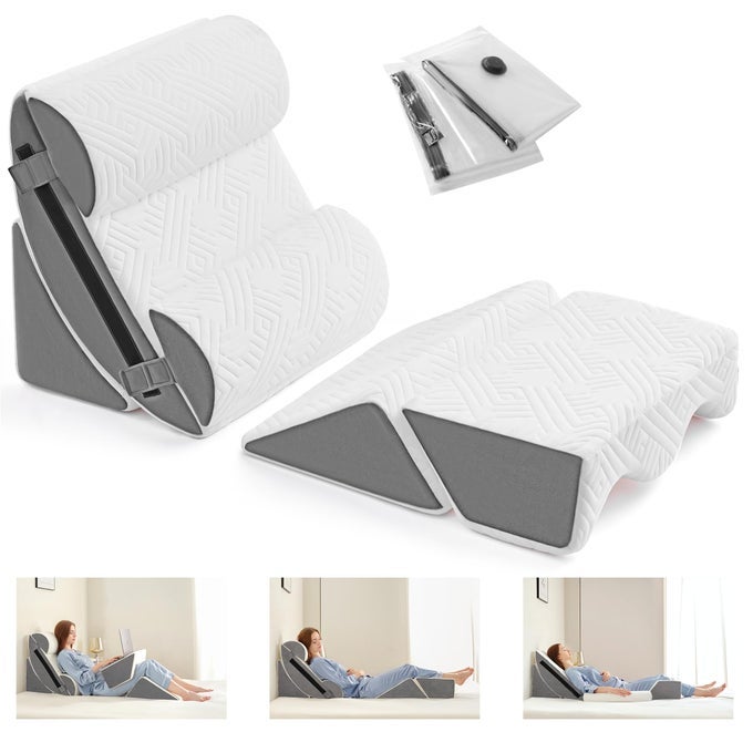 6PCS ORTHOPEDIC BED WEDGE PILLOW SET FOR POST SURGERY MEMORY FOAM FOR SLEEPING BACK AND LEG PAIN RELIEF COMFORTABLE ADJUSTABLE SUPPORT PILLOWSANTI SNORING HEARTBURN