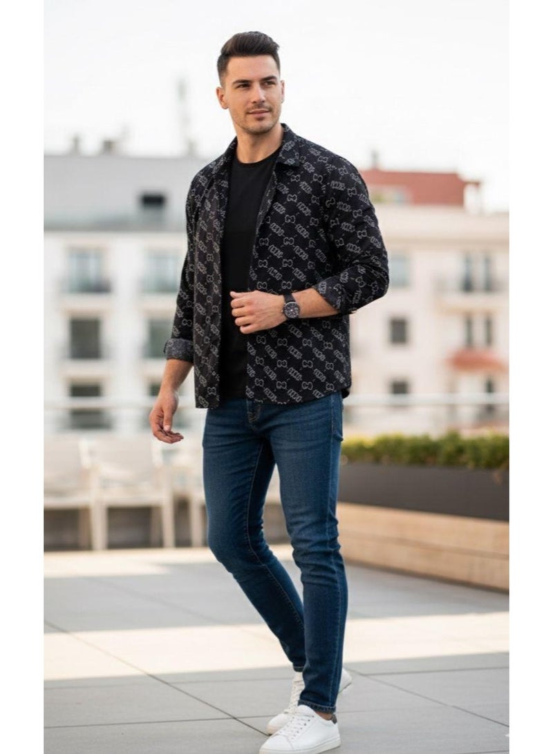 ريزاريز قميص أسود أنيق وعصري مطبوع - Image 1