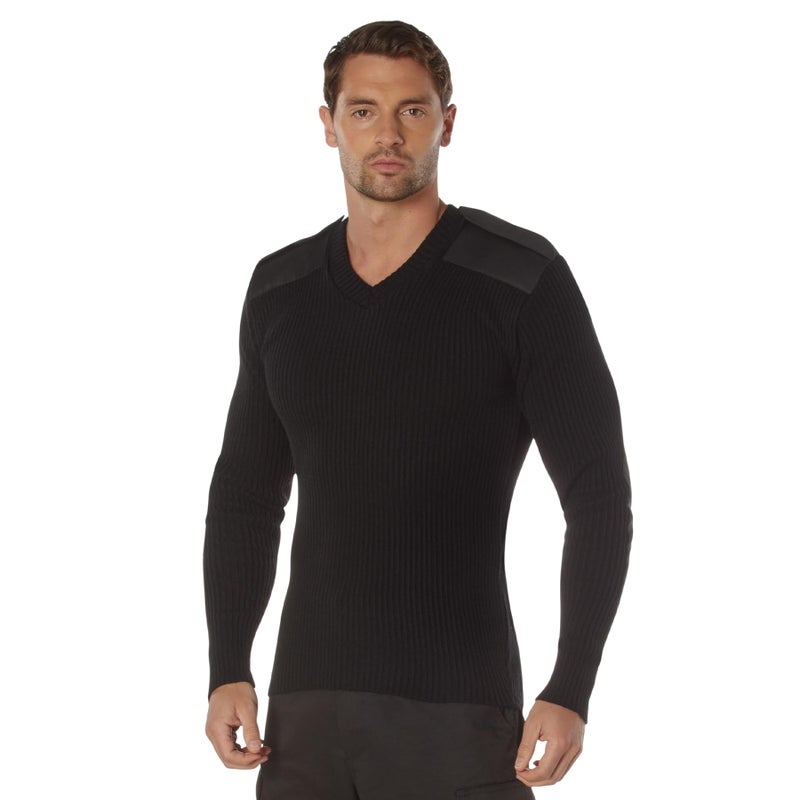Rothco Acrylic VNeck Sweater ActiveDuty Approved Warmth with Rugged Style Black L
