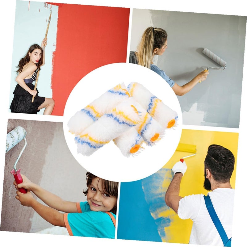 LABRIMP 20pcs 4-inch Paint Roller Set Yellow Blue Cotton Thread Rollers Floor and Wall Kit for Ceiling and Concrete Painting - Image 3