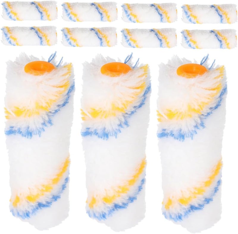 LABRIMP 20pcs 4-inch Paint Roller Set Yellow Blue Cotton Thread Rollers Floor and Wall Kit for Ceiling and Concrete Painting - Image 1