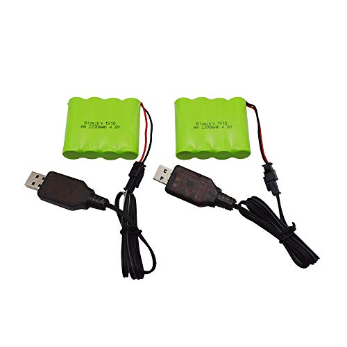 Blomiky 2 Pack 4.8V 2200mAH AA NiMH Rechargeable Battery with SM-2P Plug and USB Cable for SY-E511 Some RC Excavator RC Vehicle Car Truck Crawler / 4.8V NiMH 2 - Image 5