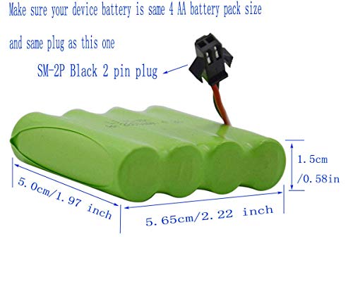 Blomiky 2 Pack 4.8V 2200mAH AA NiMH Rechargeable Battery with SM-2P Plug and USB Cable for SY-E511 Some RC Excavator RC Vehicle Car Truck Crawler / 4.8V NiMH 2 - Image 2