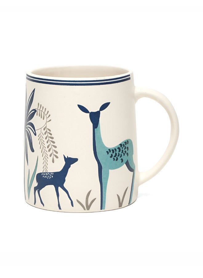 Arrabi White Animal Print Ceramic Handmade 2 Piece Mugs - 350ml - Image 3
