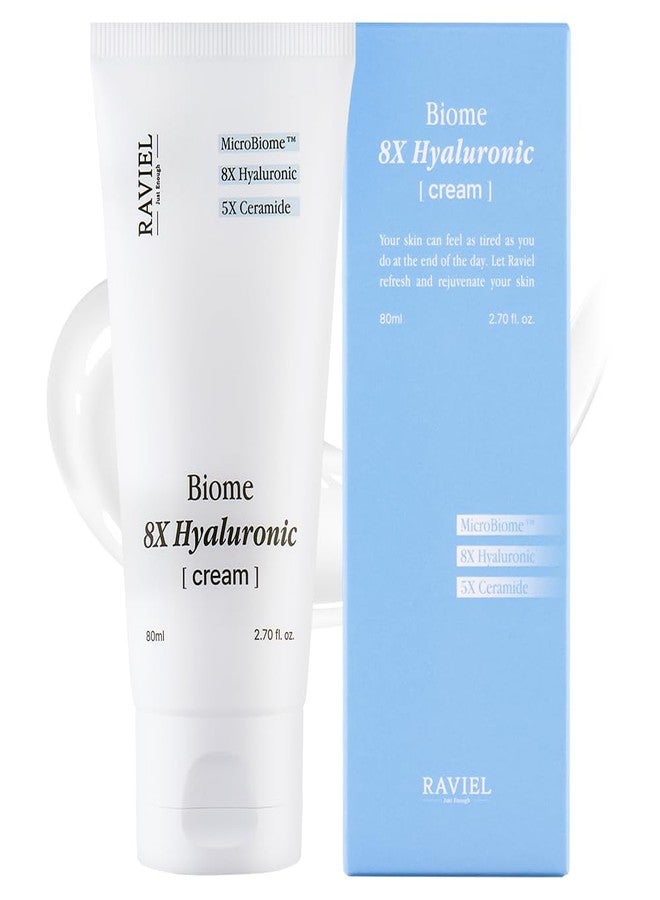 RAVIEL Biome 8X Hyaluronic Cream - Deep Moisture Glow Cream with 5X Ceramide for Inner Hydration, Skin Firmness & Pore-Less Finish, Korean Skincare, 80ml,2.70 fl oz - Image 1