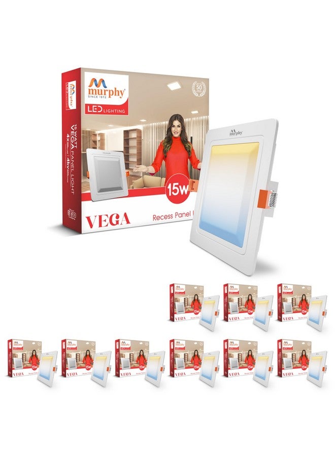 Murphy Polycarbonate 15W Vega 3-In-1 Square Led Panel Ceiling Color Changing Light (Cool White/Warm White/Natural White, Pack Of 10) - Image 1