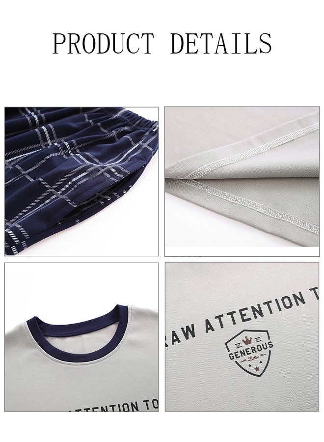 DUNISO Men's Soft Pajamas Set 2 Piece Cotton Sleepwear Short Sleeve  Crewneck Top and Shorts Loungewear Summer Sleepwear Set Home Wear - Image 4