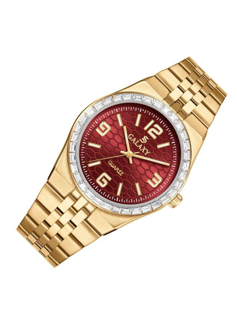 جالاكسي ساعة جالكسي GS-2398 للجنسين، ساعة معصم تناظرية، هيكل من الفولاذ المقاوم للصدأ، تصميم كلاسيكي أنيق، ساعة للارتداء اليومي - Image 2