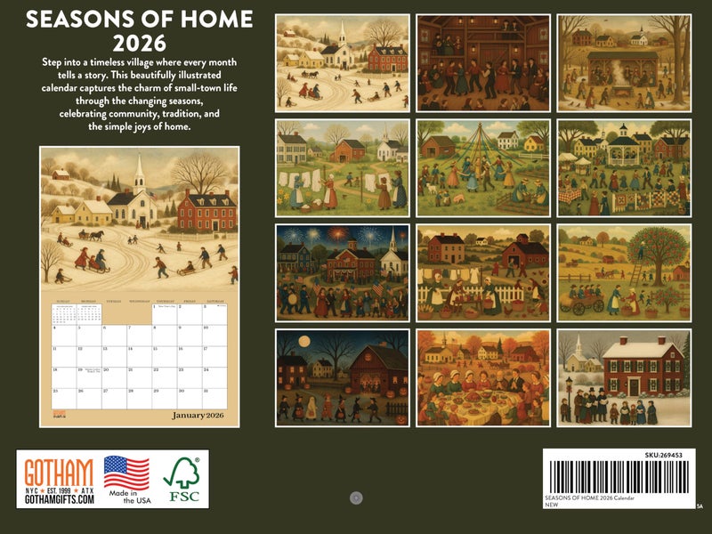 Poster Foundry Seasons Of Home Folk Art Calendar 2026 Monthly Wall 12 Month | American Made In The USA - Image 2