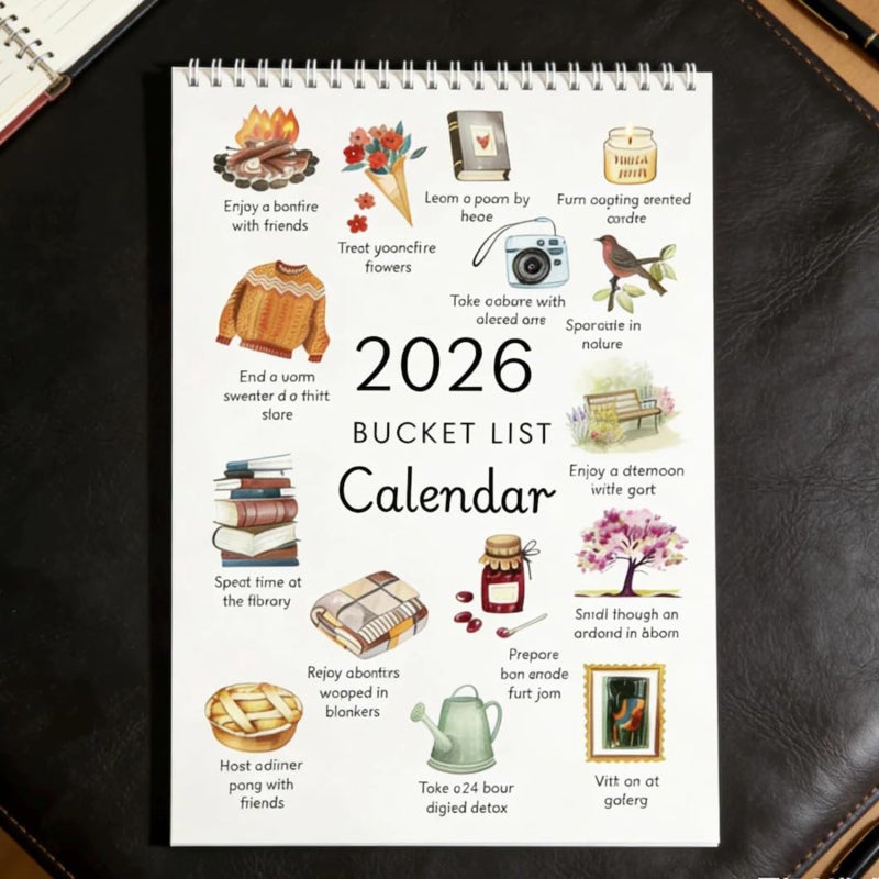 Bucket List Calendar: Beige 2 Pack Monthly Wish List Prompts - Exquisite Illustrations Goal Setting Calendar for Personal Growth Mindfulness Family Organization - Image 4