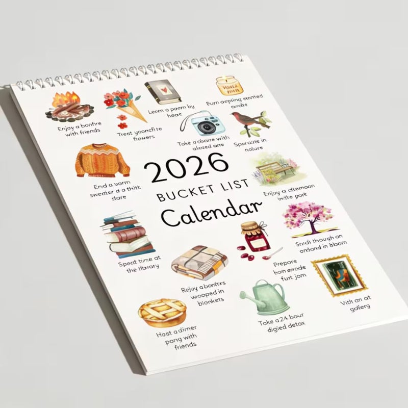 Bucket List Calendar: Beige 2 Pack Monthly Wish List Prompts - Exquisite Illustrations Goal Setting Calendar for Personal Growth Mindfulness Family Organization - Image 5