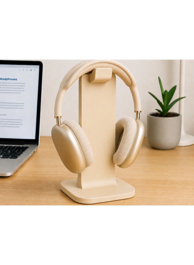 Modern Minimalist Headphone Stand for Over-Ear Headphones, Beige | 3D Printed | Perfect for Dubai Homes & Offices - Image 1