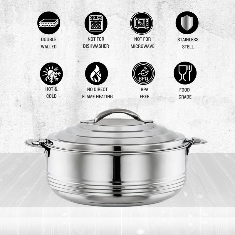 PLUMM Get Plumm Stainless Steel Casserole | Casserole With Lid | Double Walled & Insulated | Steel Casserole For Roti,Cooking,Rice & Gravy (1000 ml) | 5 Years Warranty - Image 5