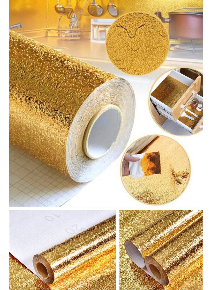 Markafox Adhesive Gold Kitchen Countertop Foil, Waterproof, Stylish Coating, 1m x 40CM  - Image 1