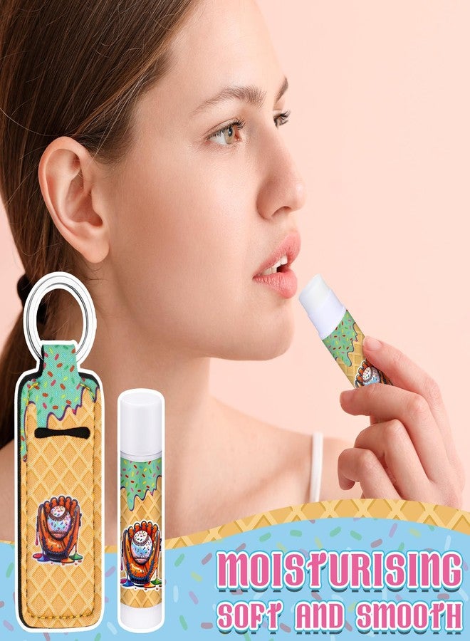 Siifert 50pcs/25 Baseball Drip Party Favors Gifts Bulk, Ice Cream Drip Baseball Lip Balm and Holder Keychain Ice Cream Softball Team Gifts Goodie Bags for Sports End of Season Team Teen Adult - Image 3