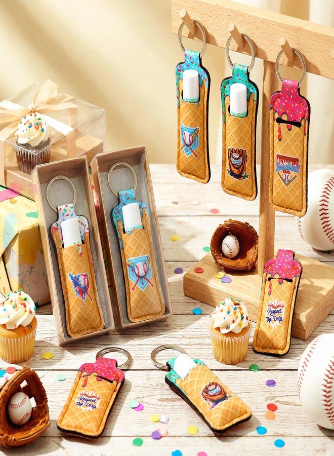 Siifert 50pcs/25 Baseball Drip Party Favors Gifts Bulk, Ice Cream Drip Baseball Lip Balm and Holder Keychain Ice Cream Softball Team Gifts Goodie Bags for Sports End of Season Team Teen Adult - Image 5